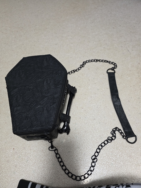 Kreepsville 666 Handbags - Kreepsville 666- Black Coffin-Shaped Crossbody Bag with Chain Strap